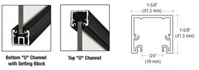 CRL Matte Black 240" U-Channel with Roll-In Top Load Gasket