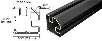 CRL Matte Black 72" Long 2" x 2-5/8" Square 90 Degree Post