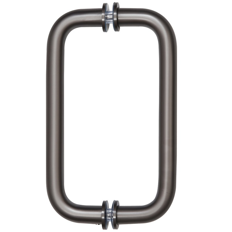 CRL Matte Gun Metal 8" Back-to-Back Solid Brass 3/4" Diameter Pull Handles with Metal Washers