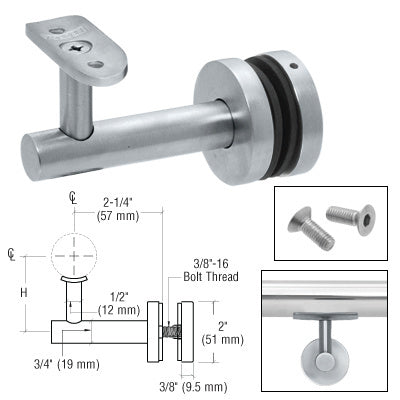 CRL Mill Aluminum Short Arm Malibu Series Glass Mounted Hand Rail Bracket