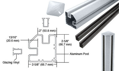 CRL Mill AWS 2" x 2-5/8" Rectangular 90 Degree 36" Corner Post Kit