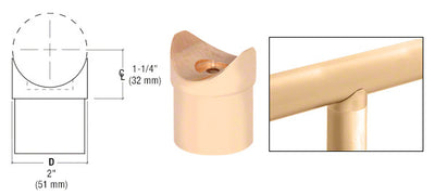 CRL Polished Brass Coped Perpendicular Collar for 2" Tubing