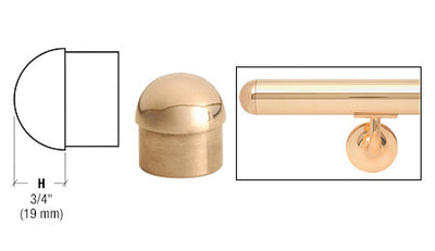 CRL Polished Brass Dome End Cap for 1-1/2" Tubing