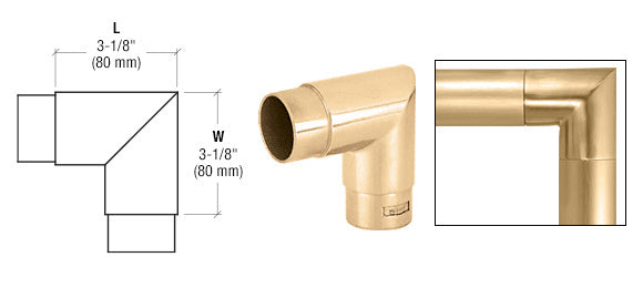 CRL Polished Brass Mitered Style 90 Degree Corner for 2" Tubing
