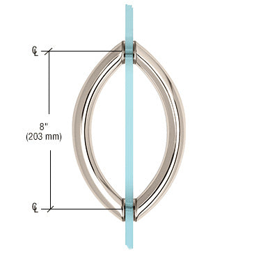 CRL Polished Nickel 8" Crescent Style Back-to-Back Pull Handles Without Metal Washers