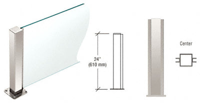 CRL Polished Stainless 24" High 1-1/2" Square PP43 Plaza Series Counter/Partition Center Post