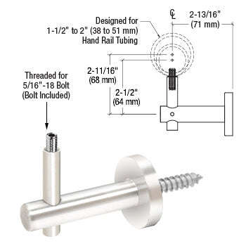 CRL Polished Stainless Coastal Series Wall Mounted Hand Rail Bracket