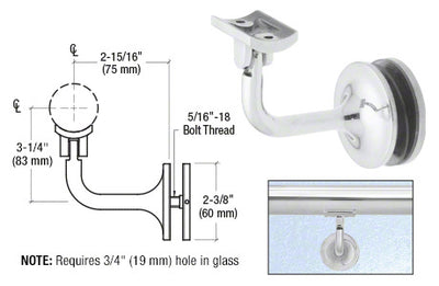 CRL Polished Stainless La Jolla Series Glass Mounted Hand Rail Bracket