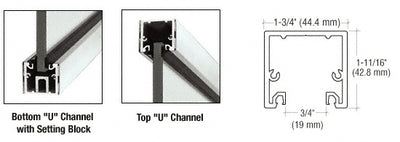 CRL Polished Stainless Steel 120" U-Channel with Roll-In Top Load Gasket