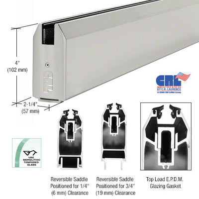 CRL Satin Anodized 4" x 240" Length Tapered Sidelite Rail