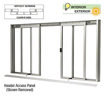 CRL Satin Anodized DW Series Four Panel Manual Deluxe Sliding Service Window OXXO without Screen