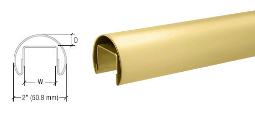 CRL Satin Brass 50.8 mm Premium Cap Rail for 21.52 mm or 25.52 mm Glass - 3 m Long