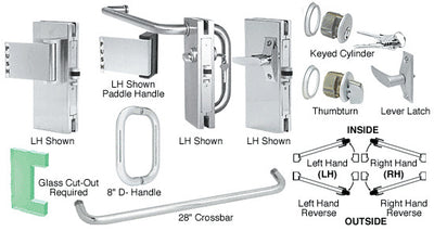 CRL Satin Chrome 4" x 10" RH Custom Center Lock with Deadlatch