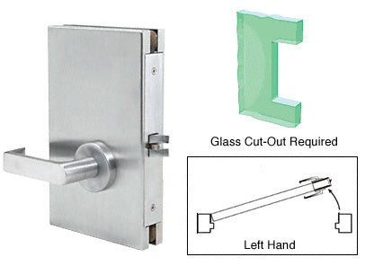 CRL Satin Chrome 6" x 10" LH Center Lock With Deadlatch in Passage Lock Function