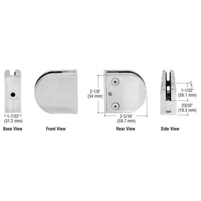 CRL Satin Chrome Z-Series Round Type Flat Base Zinc Clamp for 1/2" Glass