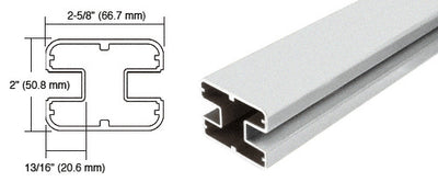 CRL Silver Metallic 241" Long 2" x 2-5/8" Rectangular 180 Degree Post