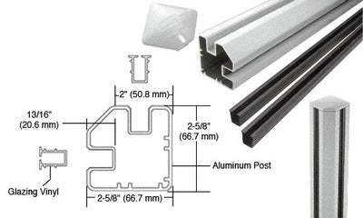 CRL Silver Metallic AWS 2" x 2-5/8" Rectangular 90 Degree 48" Corner Post Kit