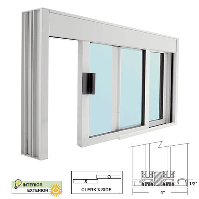 CRL Standard Size Manual DW Deluxe Service Window Glazed with Half-Track