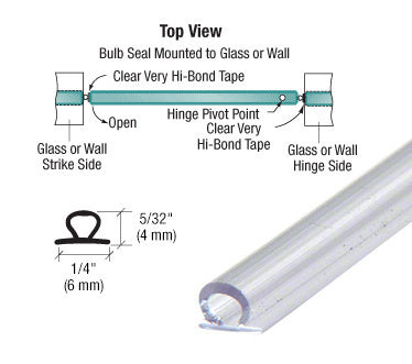 CRL Translucent Vinyl Bulb Seal 5/32" Gap with Pre-Applied Tape