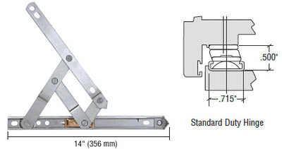 CRL Truth® 14" Standard Duty 4-Bar Stainless Steel Window Hinge