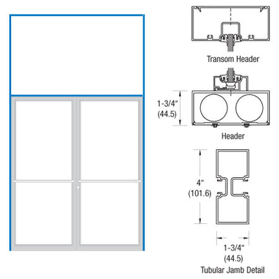 CRL-U.S. Aluminum Bronze Black Anodized 75-1/2" x 126" 400 Series Transom Double Door Frame for Center Hung OHCC