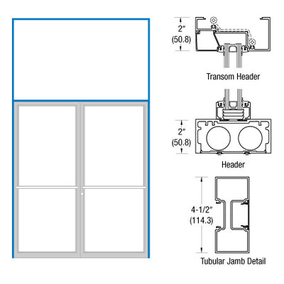 CRL-U.S. Aluminum Bronze Black Anodized 76" x 126" 451 Series Transom Double Door Frame for Center Hung OHCC