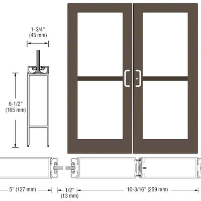 CRL-U.S. Aluminum Bronze Black Anodized Custom Pair Series 550 Wide Stile Center Pivot Entrance Doors With Panics for Overhead Concealed Door Closers