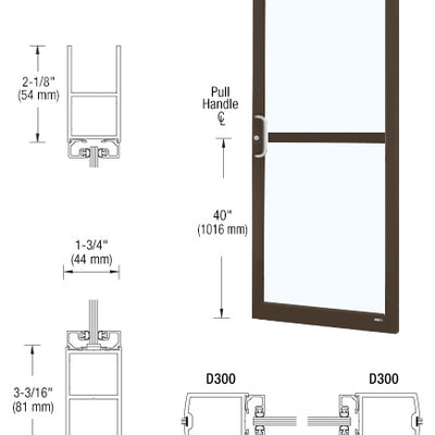 CRL-U.S. Aluminum Bronze Black Anodized Custom Single Series 250 Narrow Stile Center Pivot Entrance Door For Panic and Overhead Concealed Door Closer