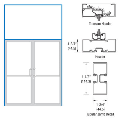 CRL-U.S. Aluminum Bronze Black Anodized Double Door 75-1/2" x 126" 450 Series Single Acting Transom Frame