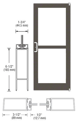 CRL-U.S. Aluminum Class I Bronze Black Anodized 400 Series Medium Stile (RHR) HRSO Single 3'0 x 7'0 Offset Hung with Pivots for Surf Mount Closer Complete Panic Door with Std. Panic and Bottom Rail