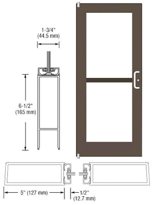 CRL-U.S. Aluminum Class I Bronze Black Anodized 550 Series Wide Stile (LHR) HLSO Single 3'0 x 7'0 Offset Hung with Pivots for Surf Mount Closer Complete Panic Door with Std. Panic and Bottom Rail