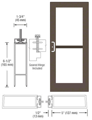 CRL-U.S. Aluminum Class I Bronze Black Anodized Custom Single Series 550 Wide Stile Geared Hinge Entrance Door For Panic and Surface Mount Door Closer