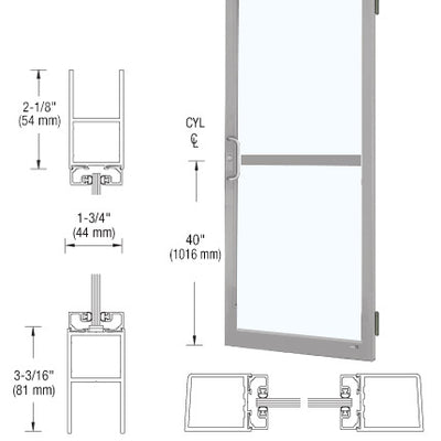 CRL-U.S. Aluminum Clear Anodized 250 Series Narrow Stile (RHR) HRSO Single 3'0 x 7'0 Offset Hung with Butt Hinges for Surf Mount Closer Complete Panic Door with Std. Panic and Bottom Rail