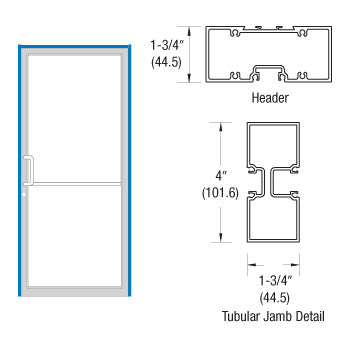 CRL-U.S. Aluminum Clear Anodized 39-1/2" x 85-3/4" 400 Series Left Hand Up and Over Single Door Frame