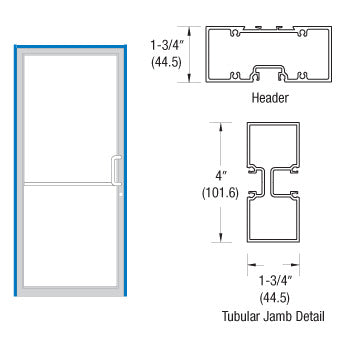CRL-U.S. Aluminum Clear Anodized 39-1/2" x 85-3/4" 400 Series Right Hand Up and Over Single Door Frame