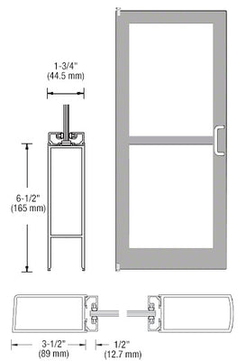 CRL-U.S. Aluminum Clear Anodized 400 Series Medium Stile Inactive Leaf of Pair 3'0 x 7'0 Offset Hung with Pivots for Surf Mount Closer Complete Panic Door with Std. Panic and Bottom Rail