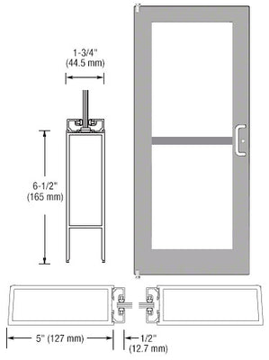 CRL-U.S. Aluminum Clear Anodized 550 Series Wide Stile (LHR) HLSO Single 3'0 x 7'0 Offset Hung with Pivots for Surf Mount Closer Complete Panic Door with Std. Panic and Bottom Rail