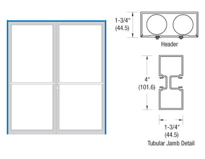 CRL-U.S. Aluminum Clear Anodized 75-1/2" x 85-3/4" 400 Series Up and Over Double Door Frame for Center Hung OHCC