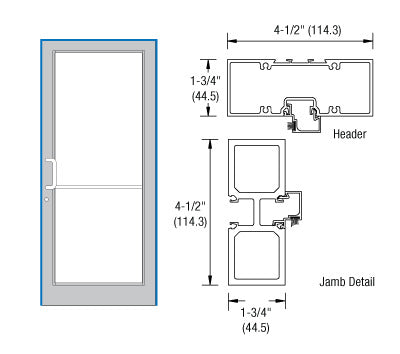 CRL-U.S. Aluminum Clear Anodized Class 1 39-1/2" x 85-3/4" Series DF800 Tubular Gear Hinge Up and Over Frame Complete (1F)