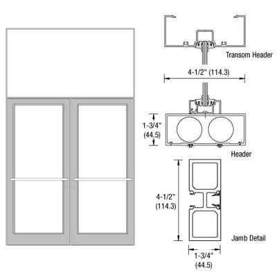 CRL-U.S. Aluminum Clear Anodized Class 1 75-1/2" x 126" Series DF800 Tubular Center Hung Transom Frame Complete (2FT)