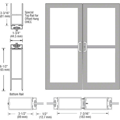 CRL-U.S. Aluminum Clear Anodized Custom Pair Series 400 Medium Stile Center Pivot Entrance Doors For Panics and Overhead Concealed Door Closers