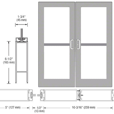 CRL-U.S. Aluminum Clear Anodized Custom Pair Series 550 Wide Stile Center Pivot Entrance Doors With Panics for Overhead Concealed Door Closers