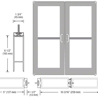 CRL-U.S. Aluminum Clear Anodized Custom Pair Series 550 Wide Stile Offset Pivot Entrance Doors For Panics and Surface Mount Door Closers