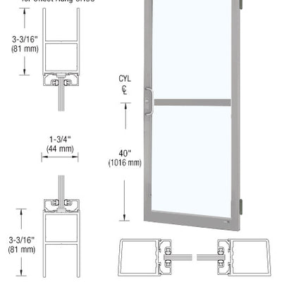CRL-U.S. Aluminum Clear Anodized Custom Single 36" x 84" Series 250 Narrow Stile Butt Hinge Entrance Door For Panic and OHCC