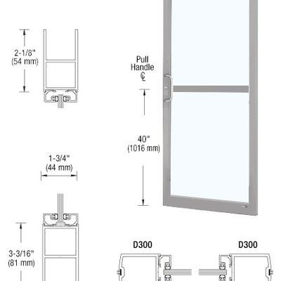 CRL-U.S. Aluminum Clear Anodized Custom Single Series 250 Narrow Stile Center Pivot Entrance Door For Panic and Overhead Concealed Door Closer