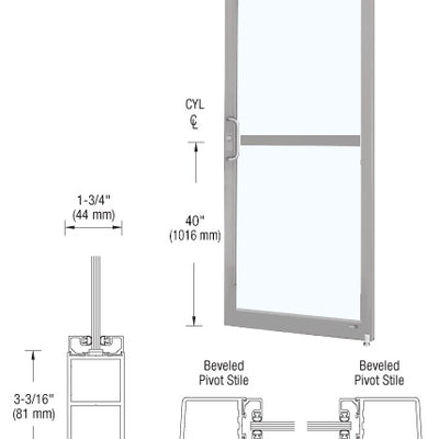 CRL-U.S. Aluminum Clear Anodized Custom Single Series 250 Narrow Stile Offset Pivot Entrance Door for Surface Mount Door Closer