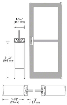 CRL-U.S. Aluminum Clear Anodized Custom Single Series 400 Medium Stile Offset Pivot Entrance Door For Panic and Surface Mount Door Closer