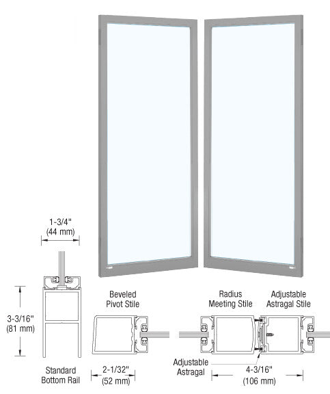 CRL-U.S. Aluminum Clear Anodized Custom Size Blank Pair 250 Narrow Offset Stile Entrance Doors- No Prep