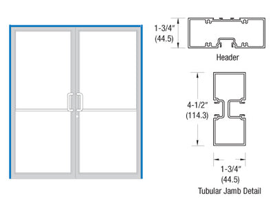 CRL-U.S. Aluminum Clear Anodized Double Door 75-1/2" x 85-3/4" 450 Series Single Acting Up and Over Frame