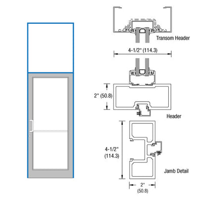 CRL-U.S. Aluminum Custom KYNAR® Paint 40" x 126" Series DF800 Tubular Offset Pivot Transom Frame Complete (1FT)
